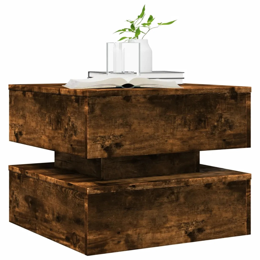 Tavolino da Soggiorno con Luci LED-Tavolino da Salotto-Tavolo Rovere Sonoma 50x50x40 cm 919463