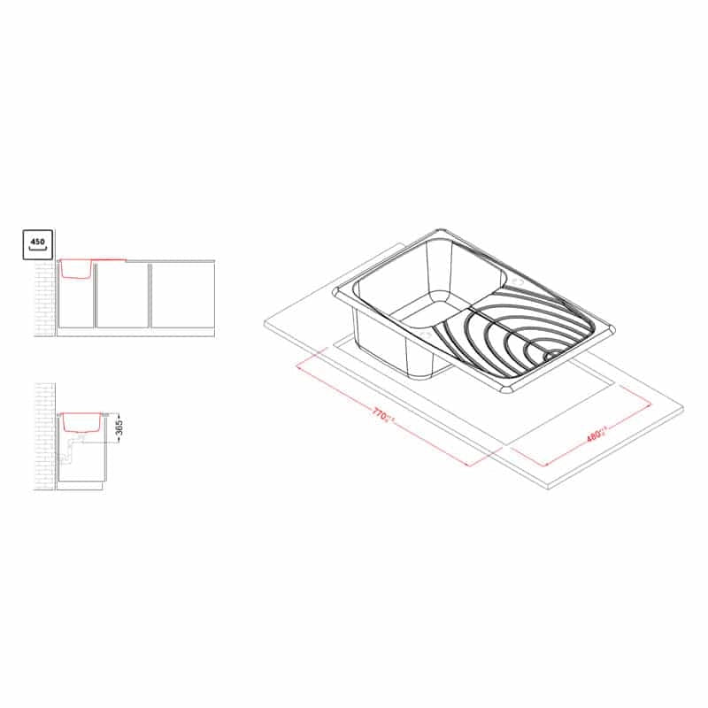 Lavello Elleci Incasso 1 vasca 79x50 Master 300 Granitek Bianco LGM30068