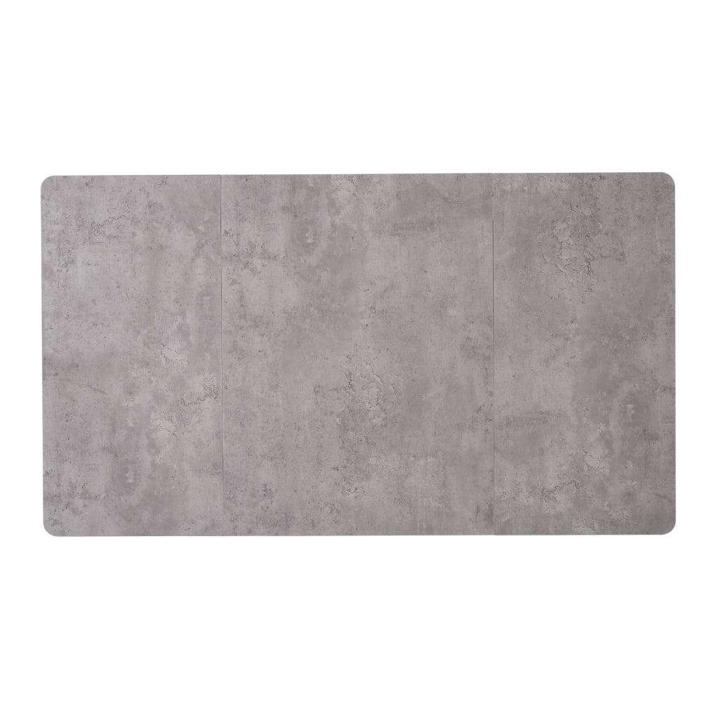 Tavolo da pranzo 140x80x75 cm con motivo marmo e piedini regolabili; MDF e metallo; grigio