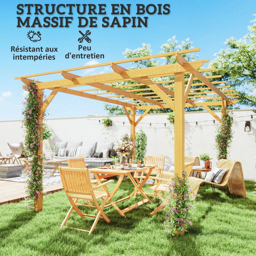 Pergola da giardino 3x4 m in legno per piante rampicanti ¨C zephmum ¨C naturale