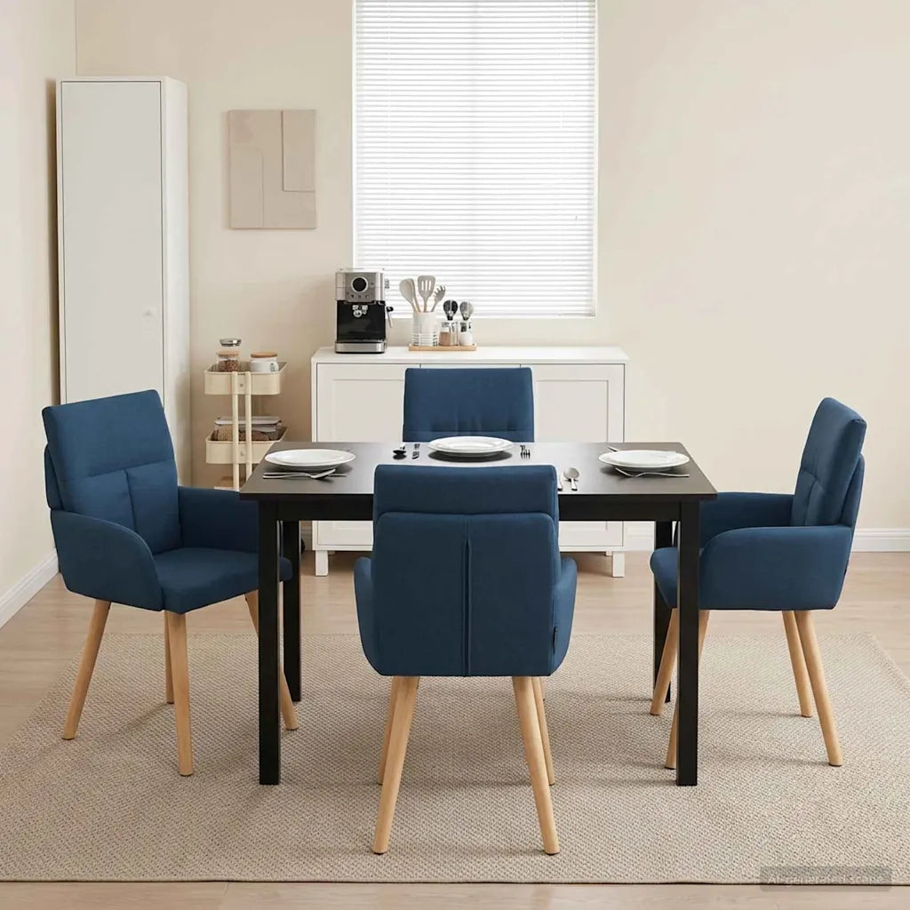 Sedie da pranzo 4 pcs Tessuto Blu 60 x 56 x 96 cm 3428364