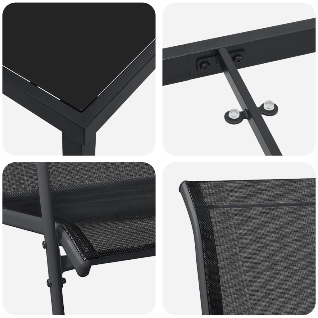Set di Mobili da Giardino 5 Pezzi nero Textilene e Acciaio