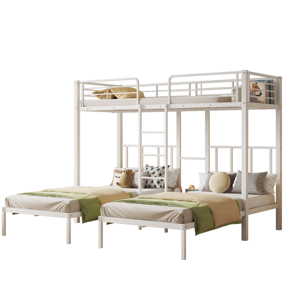 Letto a castello triplo in metallo bianco 90x200 cm
