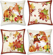 Decorazioni per divani estivi - Foglie di zucca e foglie di zucca gnomon - 45 x 45 cm - cuscini decorativi per divani - cuscini morbidi in velluto - divano per giardino patio - set da 4 pezzi