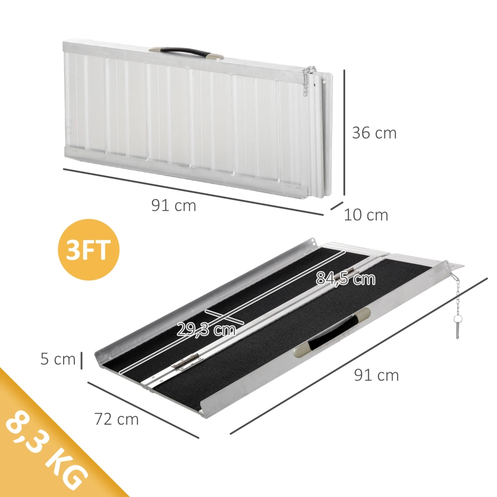 Rampa per Sedie a Rotelle Folding Aluminium ¨C Minimal ¨C Nero, 91x72x5 cm