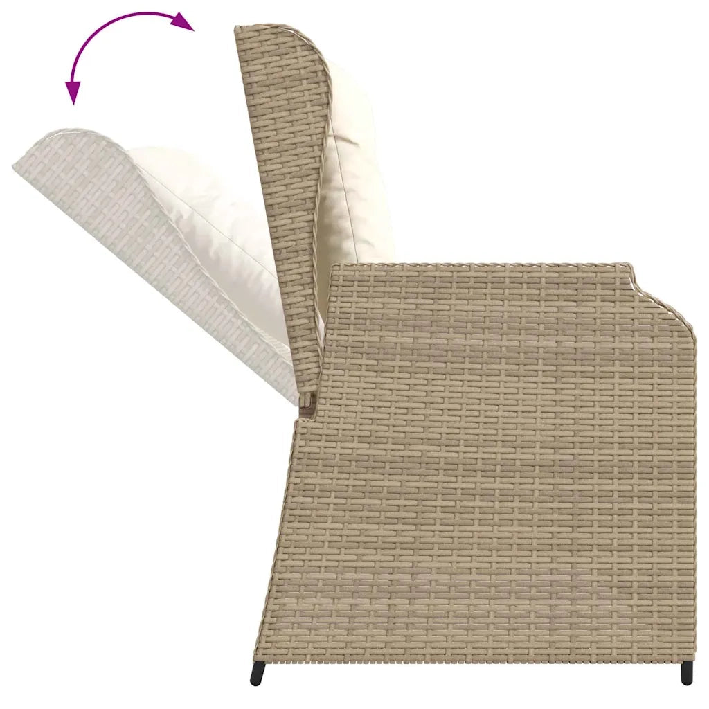 vidaXL Panchina da giardino con cuscino Beige Poly Rattan