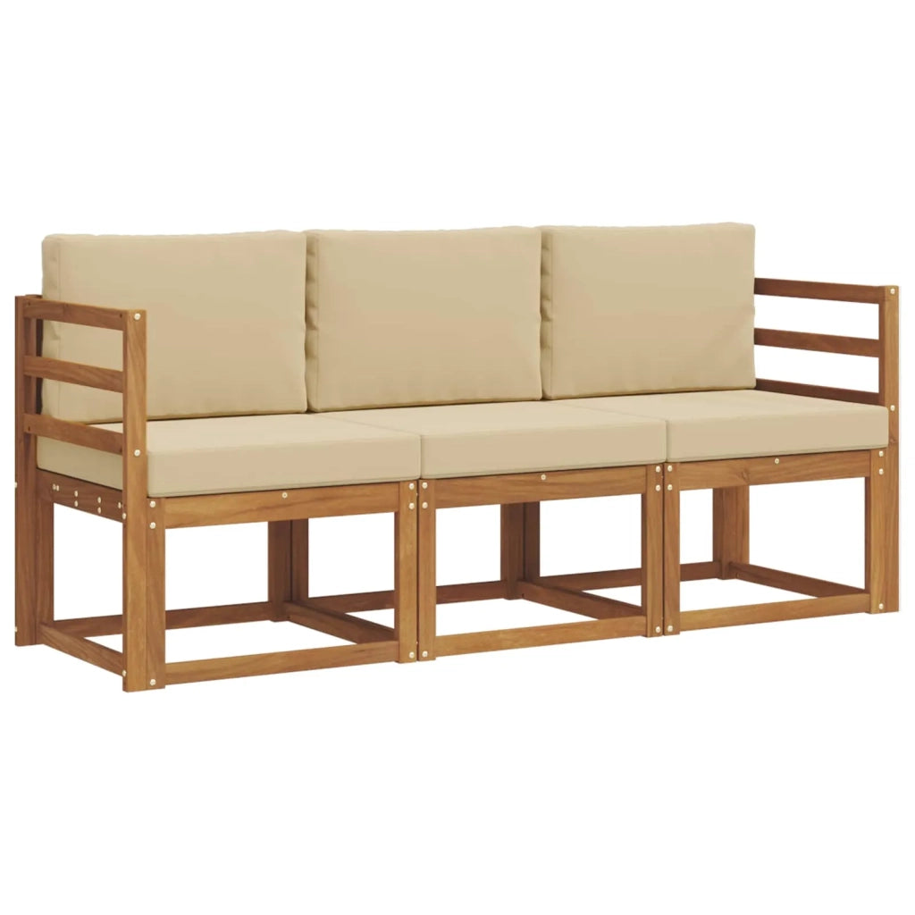Set di divani da esterno con cuscino 3 pcs Naturale e Beige