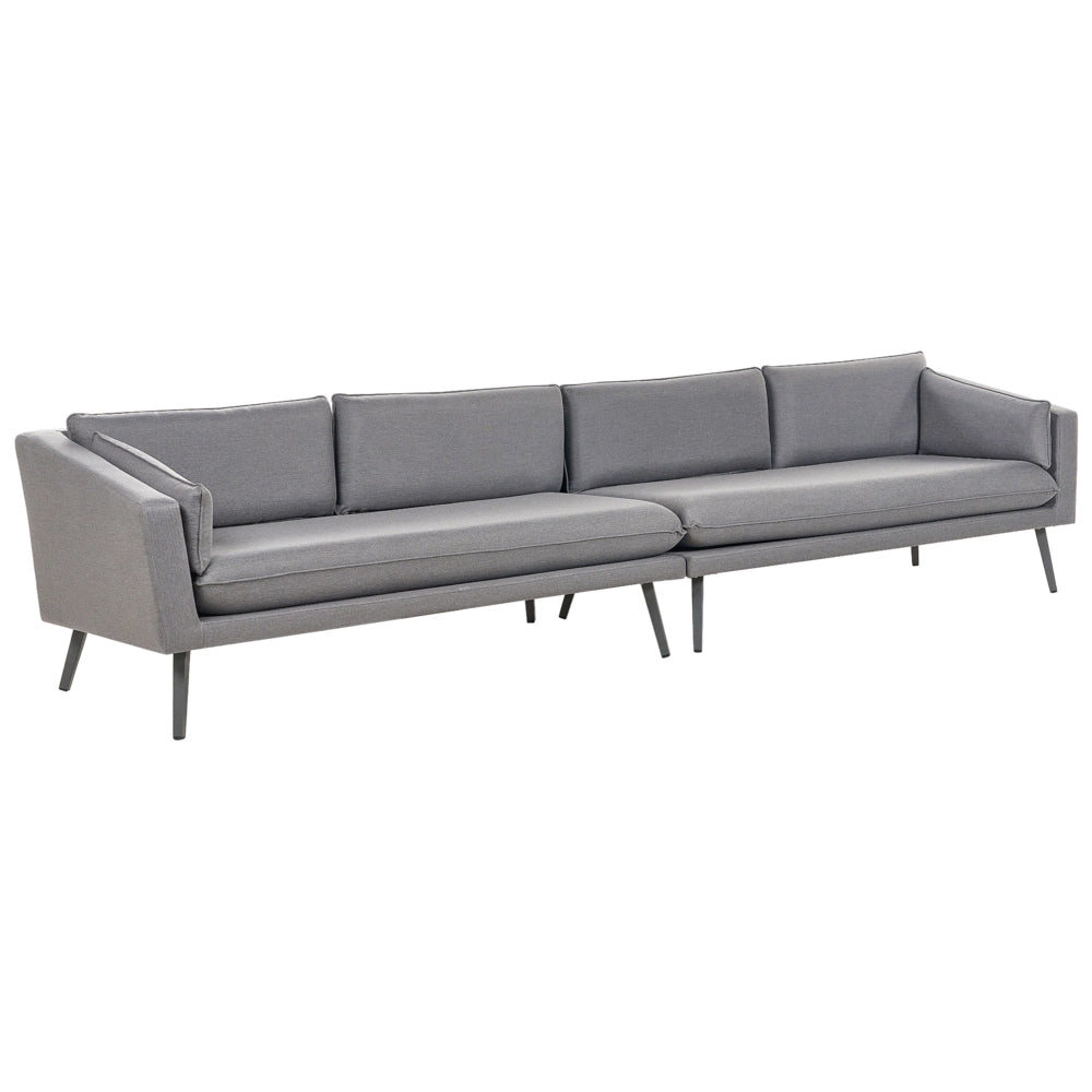 Divano modulare da esterno grigio Poliestere Rivestito 4 Posti Divano da giardino Resistente all'acqua UV Design Moderno