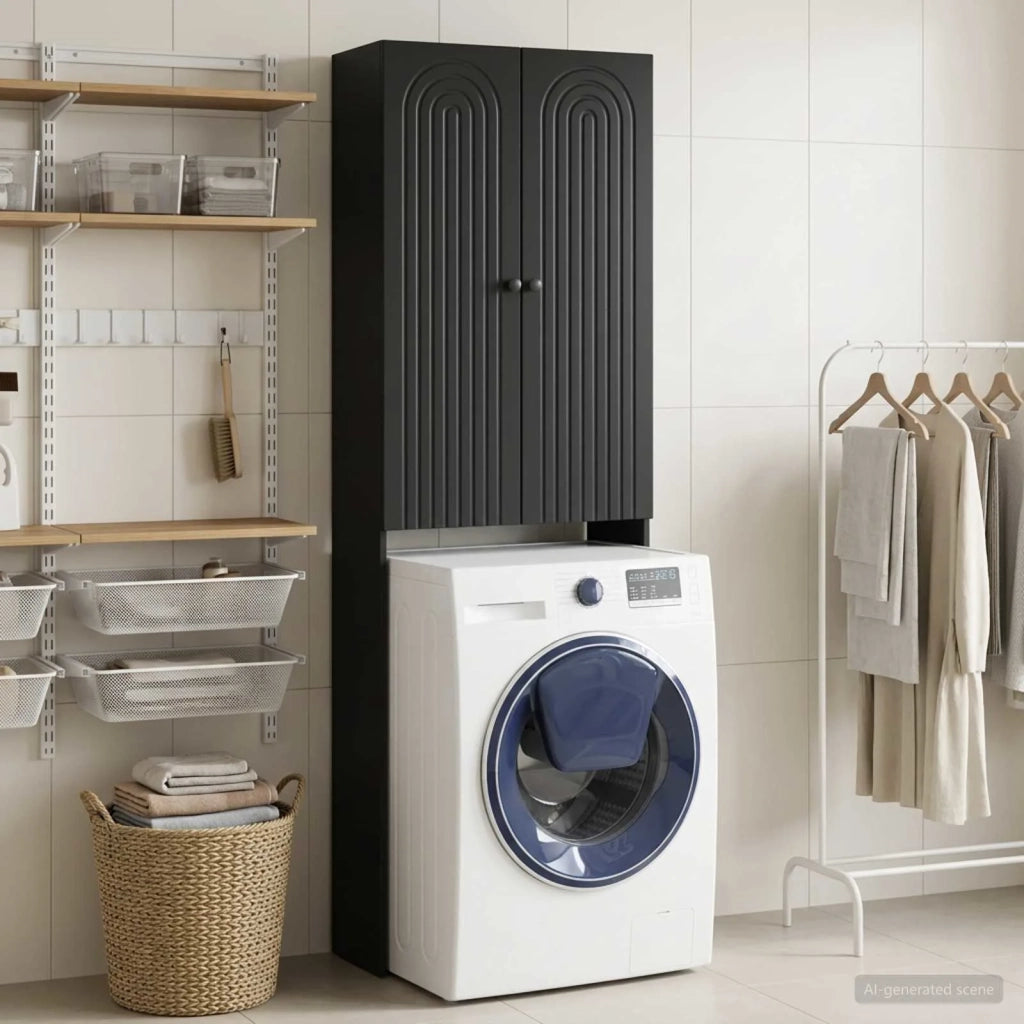 Mobile Bagno ALKMAAR Nero 66 x 25,5 x 190 cm 896256