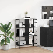 Libreria-Scaffale per Libri-Mobile di Stoccaggio Rovere Nero 82 x 32 x 112 cm Legno multistrato