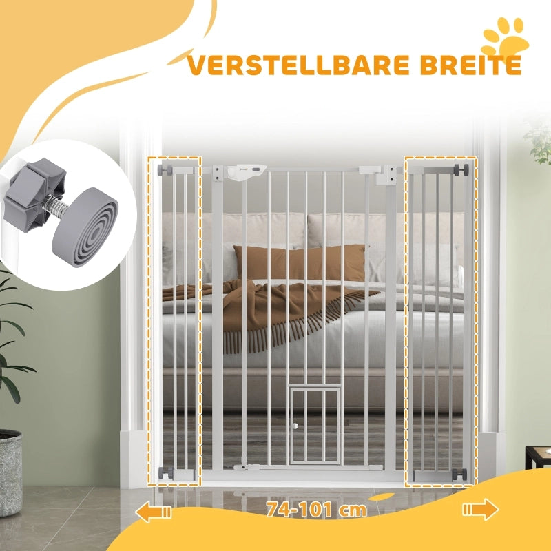 Barriera estensibile a forbice con doppio blocco chiusura automatica e gattaiola in acciaio bianco