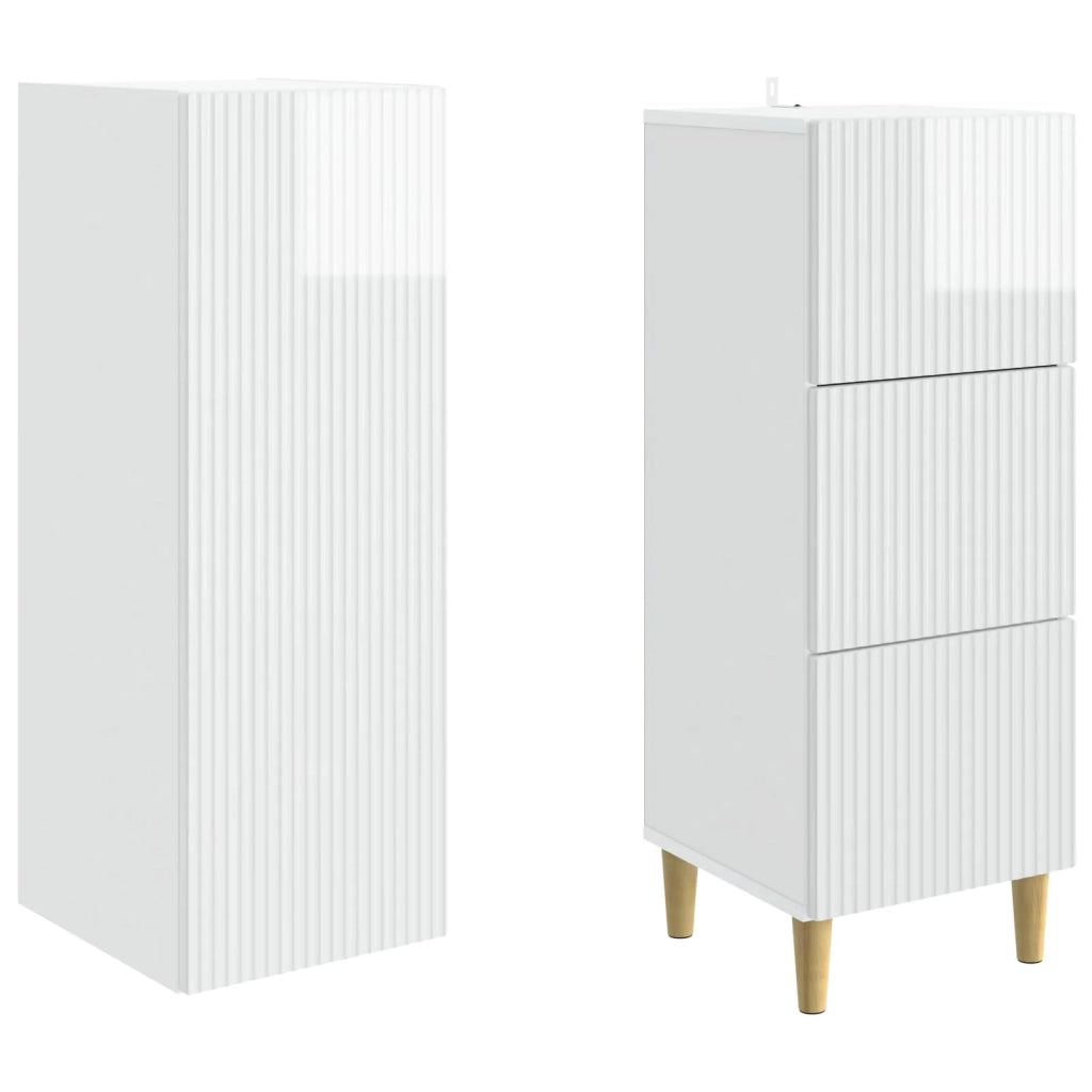 Set di armadi 2 pcs Bianco Lucido 33 x 34,5 x 90 cm
