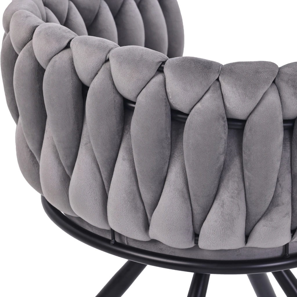 SEDIE Girevoli in Velluto Grigio Set da 2 con Struttura in Metallo