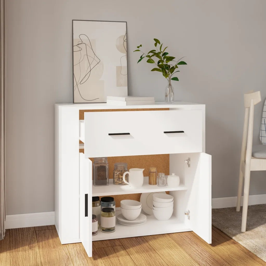 Credenza | Madia | Buffet da pranzo | Armadio da pranzo Bianca 80x33x70 cm in Legno Multistrato