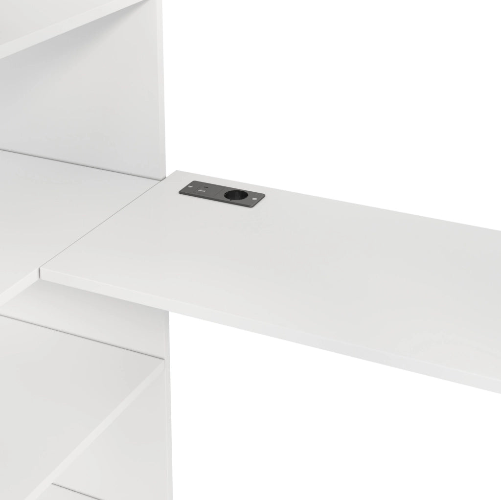 Letto a soppalco 90x200 cm con scrivania; armadio; ripiani e LED; bianco