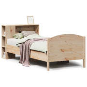 Letto singolo | Letto per adulti | Giroletto con Libreria senza Materasso 75x190 cm in Legno Pino