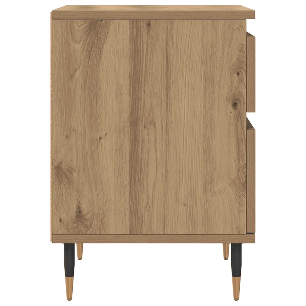 Comodini 2pz Rovere Artigianale 40x35x50 cm Legno Multistrato 857399