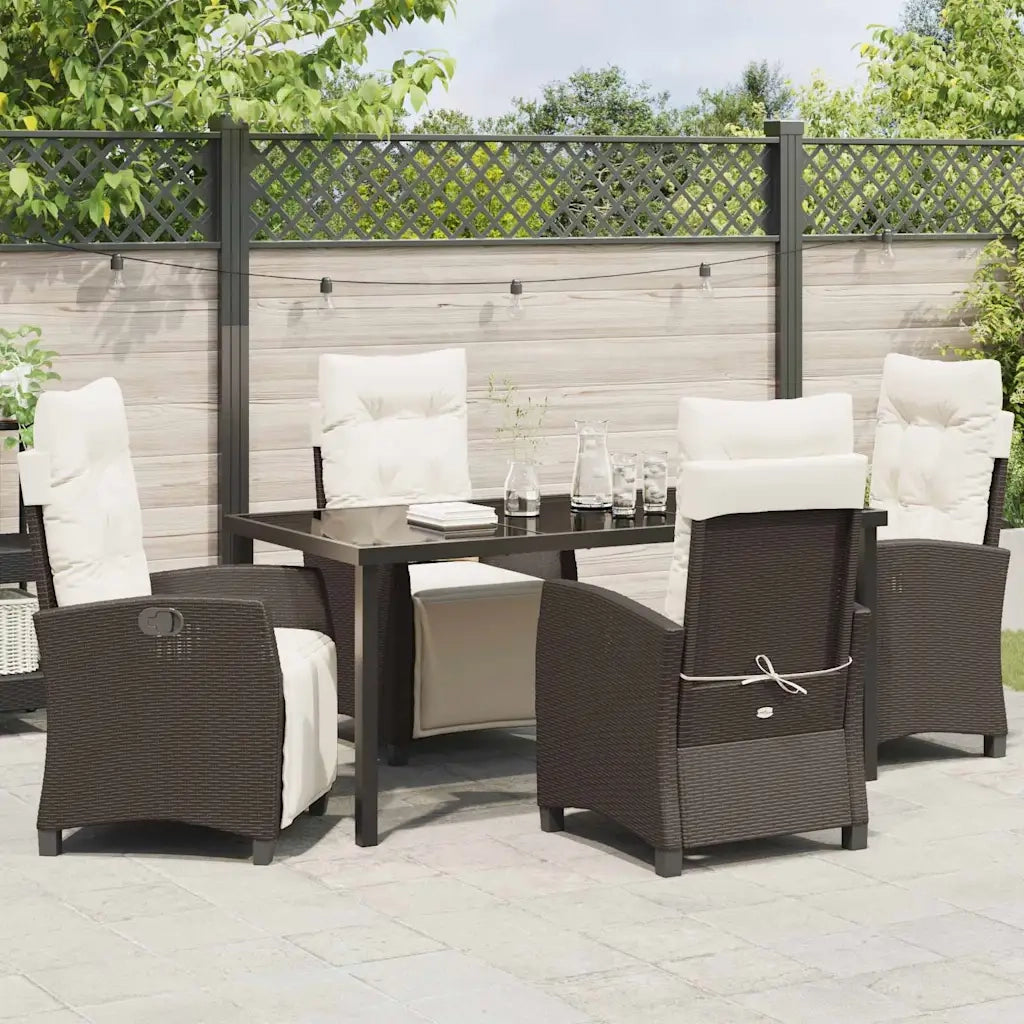 Set da Pranzo per Giardino con cuscino 5 pcs Marrone polyrattan 3380431