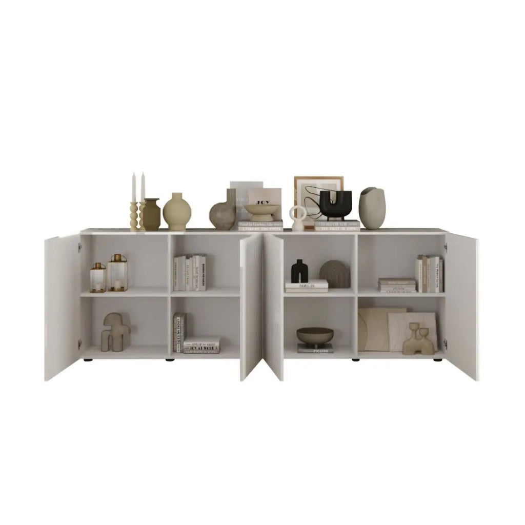 Buffet SCENA – 241×84×42 cm – 4 porte – Bianco laccato