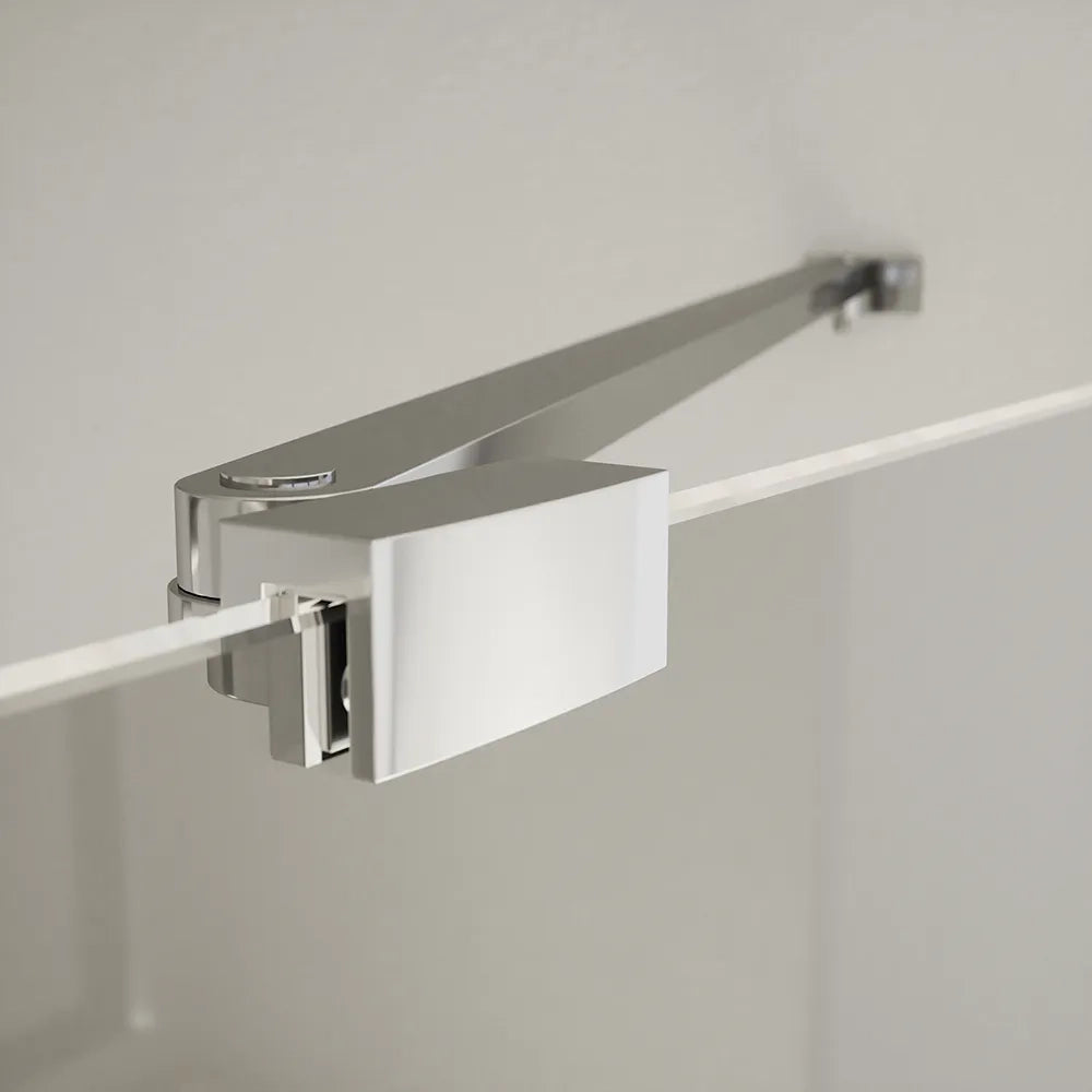 Porta doccia 171-175cm profili cromati apertura a battente e parete fissa vetro 8mm trasparente h195 | Fiji