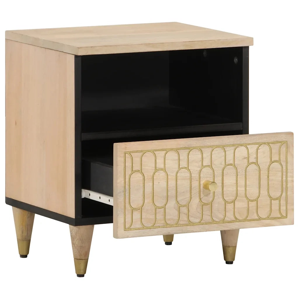 Set di 2 Comodini | Armadio da Notte | Mobiletto da notte 40x33x46 cm in Legno Massello di Mango