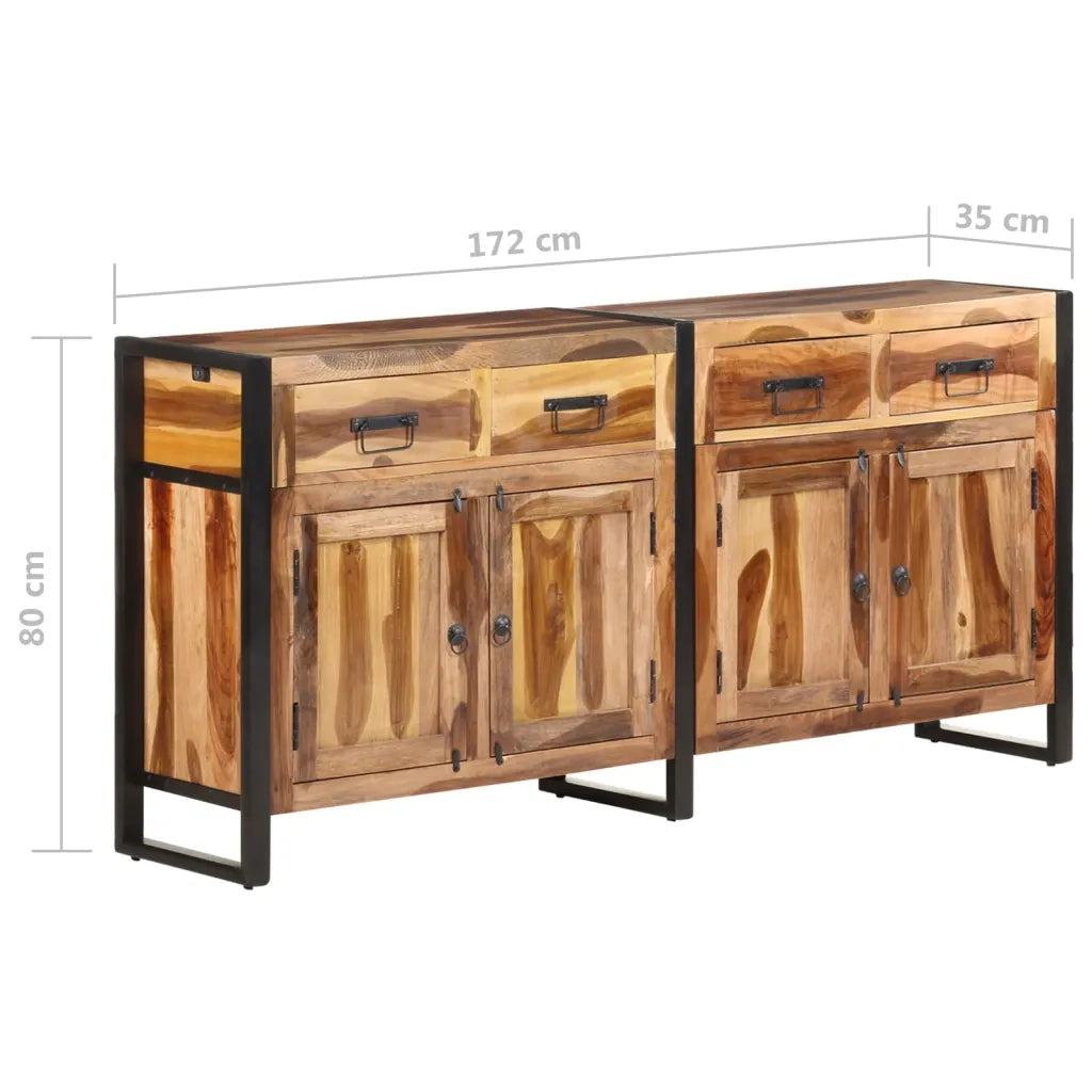 Credenza 172x35x80 cm in Legno di Acacia con Finitura Ambra 321698