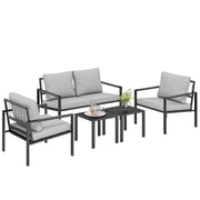 Set divano da giardino con tavolino ¨C Zephmum ¨C PolyRattan grigio chiaro 4 posti
