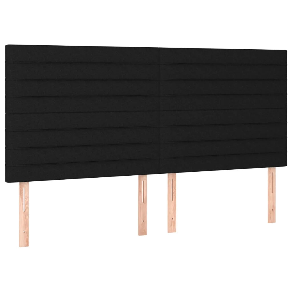 Testiera | Testata Nera 200x5x118/128 cm Tessuto
