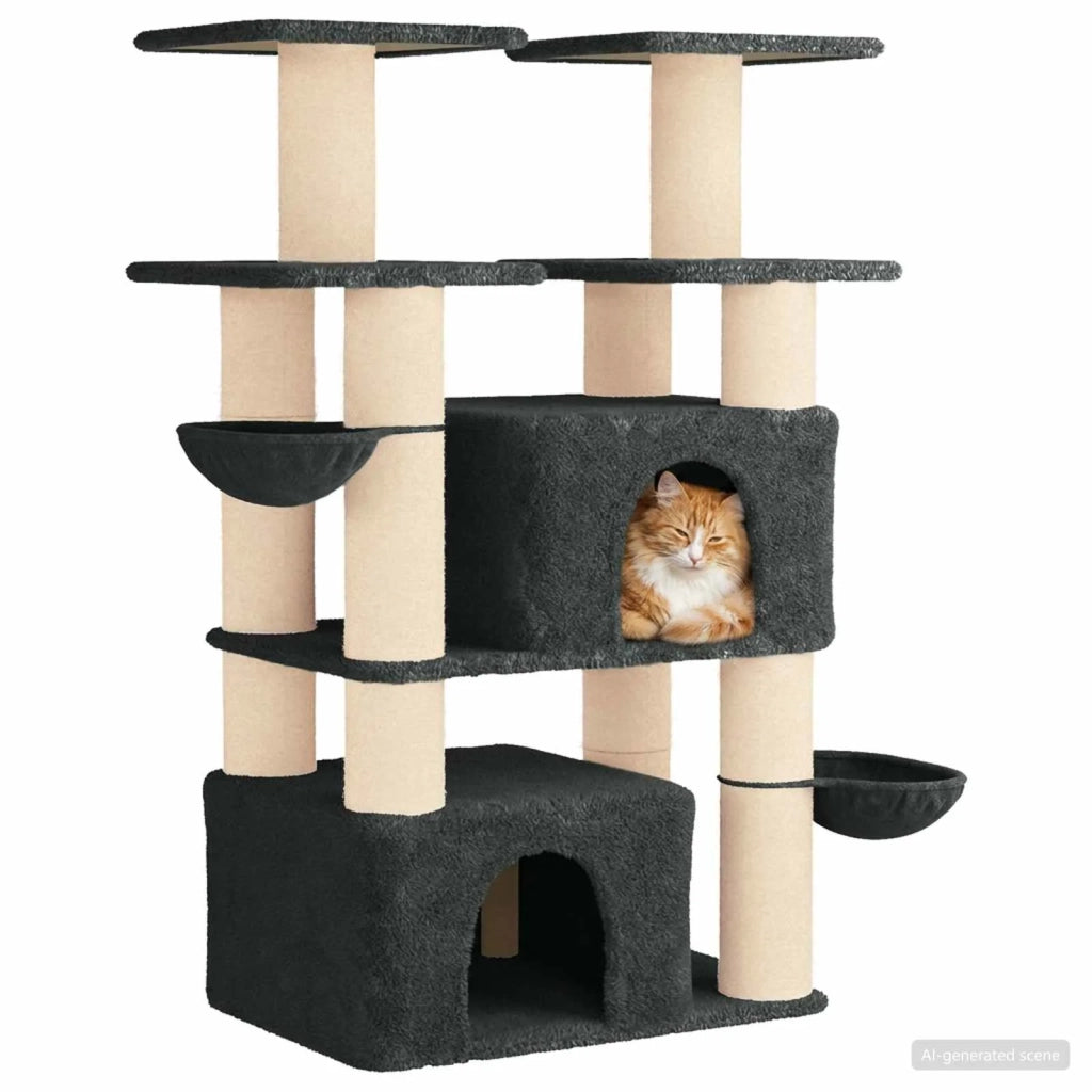Albero per gatti con pali per graffiare in sisal 2 pz 147 cm 3422902
