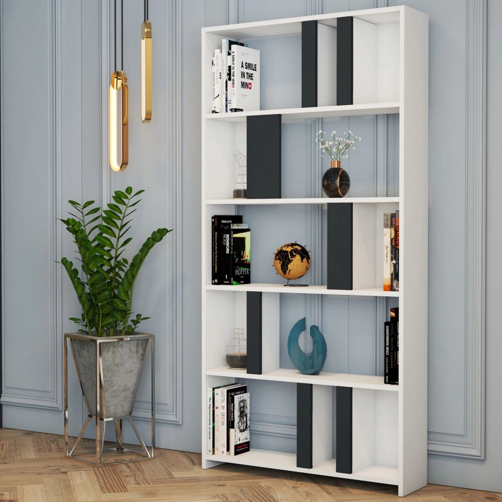 Biblioteca Tribogna, Libreria 4 Ripiani, 90x20x180h cm Bianco