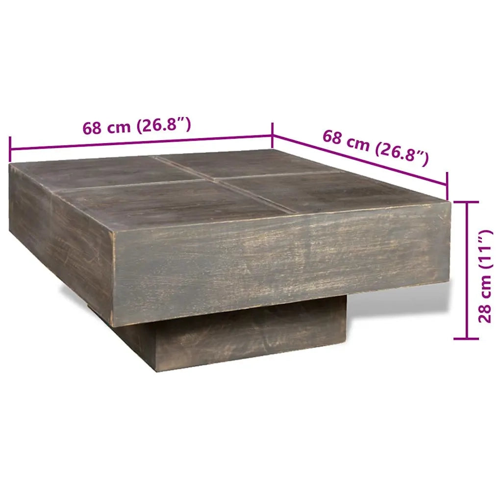 Tavolino Marrone Scuro Quadrato in Legno Massello di Mango  cod mxl 16557