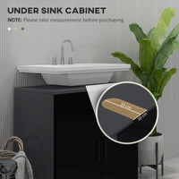 Mobile Sotto Lavabo Bagno 2 Ante 60x30x60 cm in Legno Nero