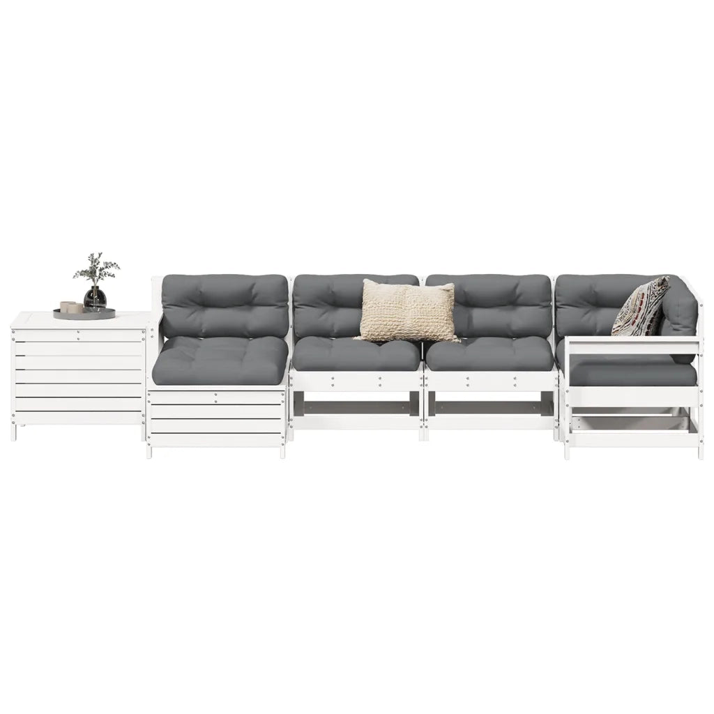 Set Divani da Giardino 7 pz Bianco in Legno Massello di Pino 3250977