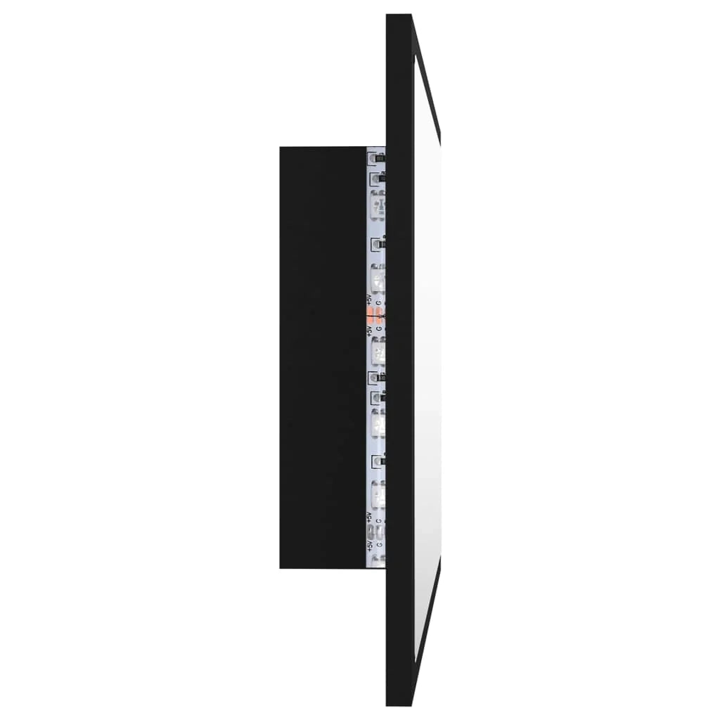 Specchio da bagno LED in acrilico nero 60 x 8,5 x 37 cm 02_0006996