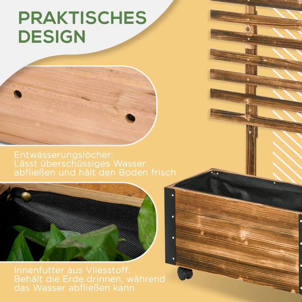 Hochbeet con traliccio ¨C zephmum ¨C 65x31x147 cm, legno massello, nero e marrone