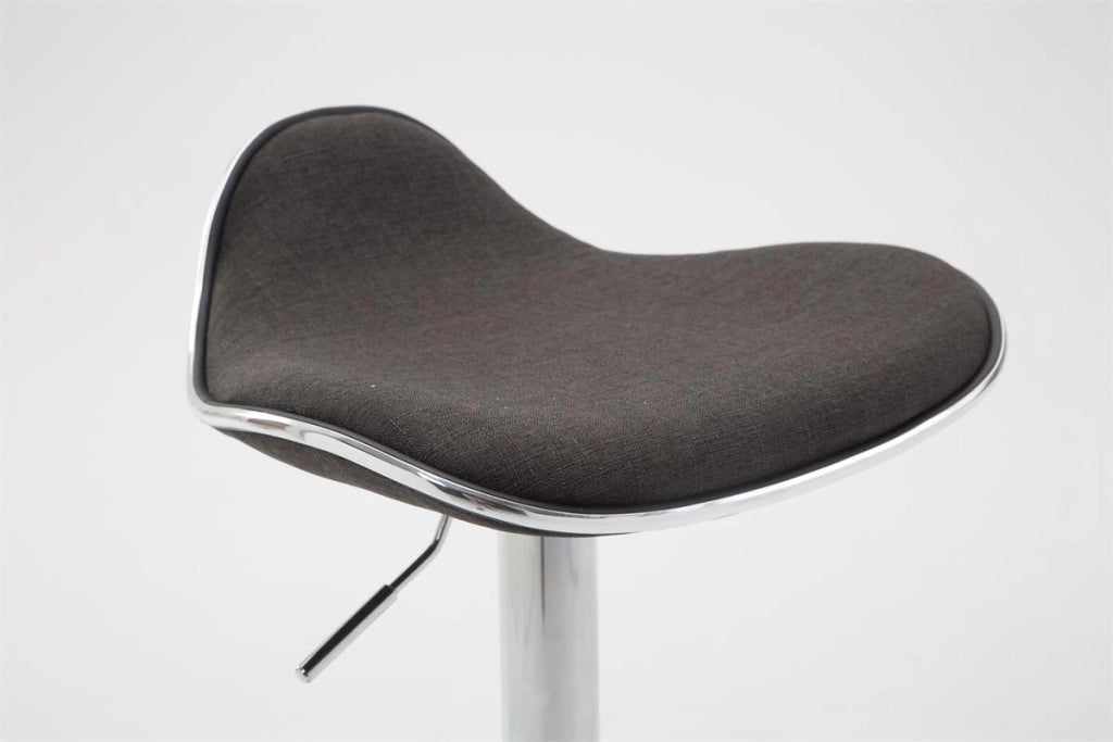 Sgabello Shanghai in tessuto grigio scuro,cromo