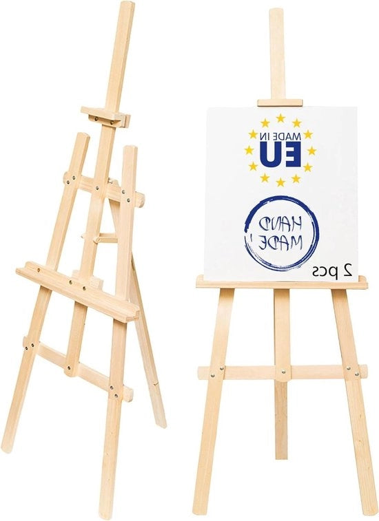 Set di due cavalletti in legno per artisti - alta regolazione - per bambini e adulti - in beugo.