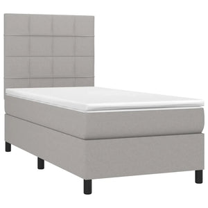 Letto a Molle Materasso e LED Grigio Chiaro 90x190 cm Tessuto 3134837
