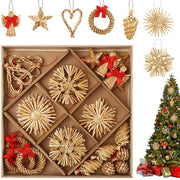 Decorazione di Natale in pannocchia, set di 38 pezzi decorazione di Natale in pannocchia, fiocco di neve con scatola in legno, angelo in pannocchia 6-8 cm per decorazione di Natale
