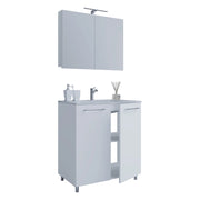Completo di Ezooza Mobile Sospeso con 2 sportelli Large con lavabo in ceramica di alta qualità e mobile specchio, Bianco ,