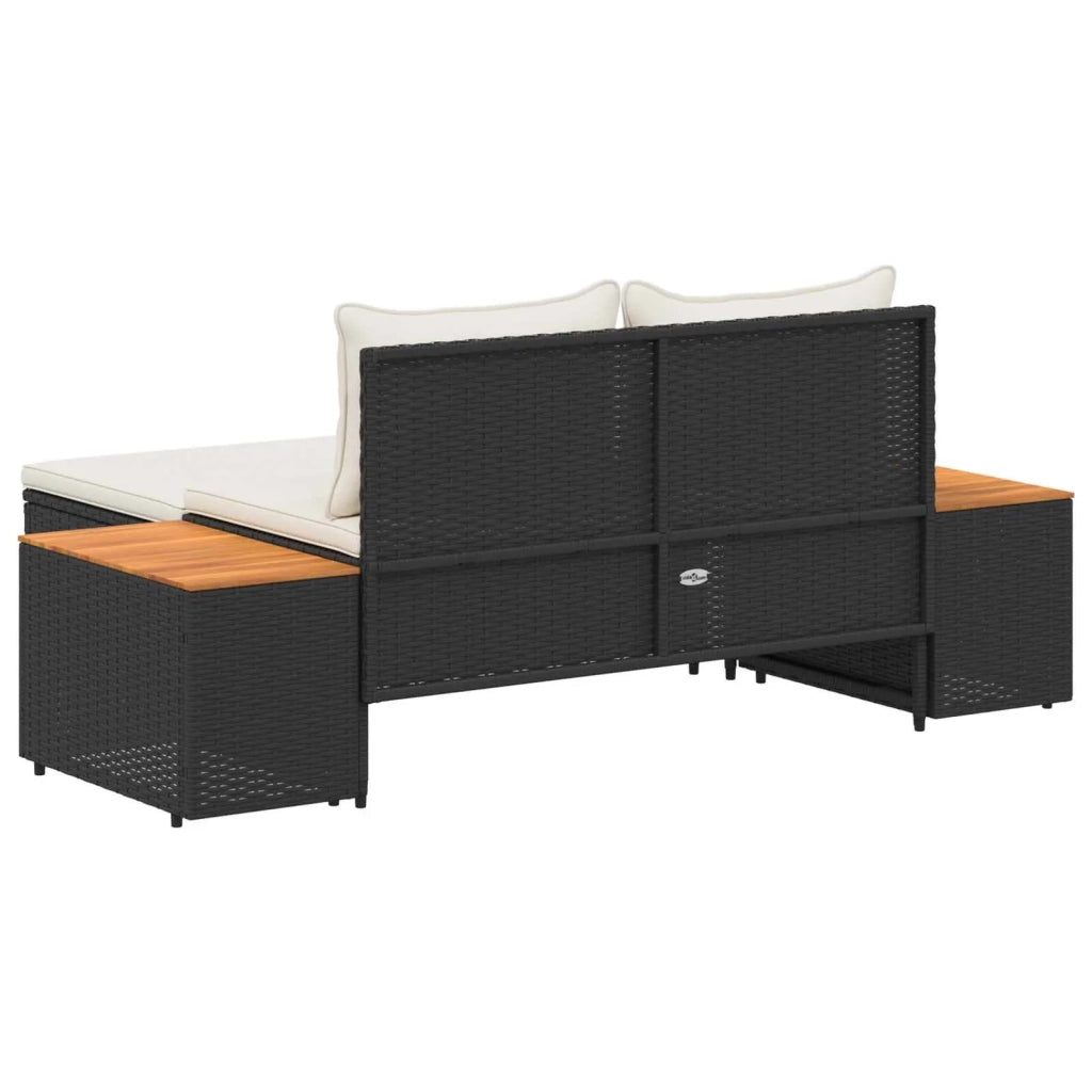 Set di divani da esterno con cuscino 4 pcs Nero e Bianco Crema 42025890