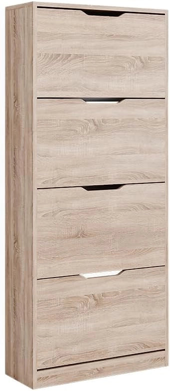 Scarpiera da ingresso Luca, Bianco/Sonoma, 59 x 89.5 cm con 2 scomparti