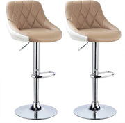 Banchi da bar con schienale - Pelle in pelle - Set da 2 - Cucina - Sedute bar ergonomiche - Beige - Regolabile in altezza - Altezza seduta 60-82cm