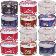 Miniastice di Natale in scatola con coperchio da regalo - Set da 5 - Scatole metalliche rotonde per biscotti e dolci - Ideali per le feste di Natale - Dimensioni 15,1 x 4,5 cm.