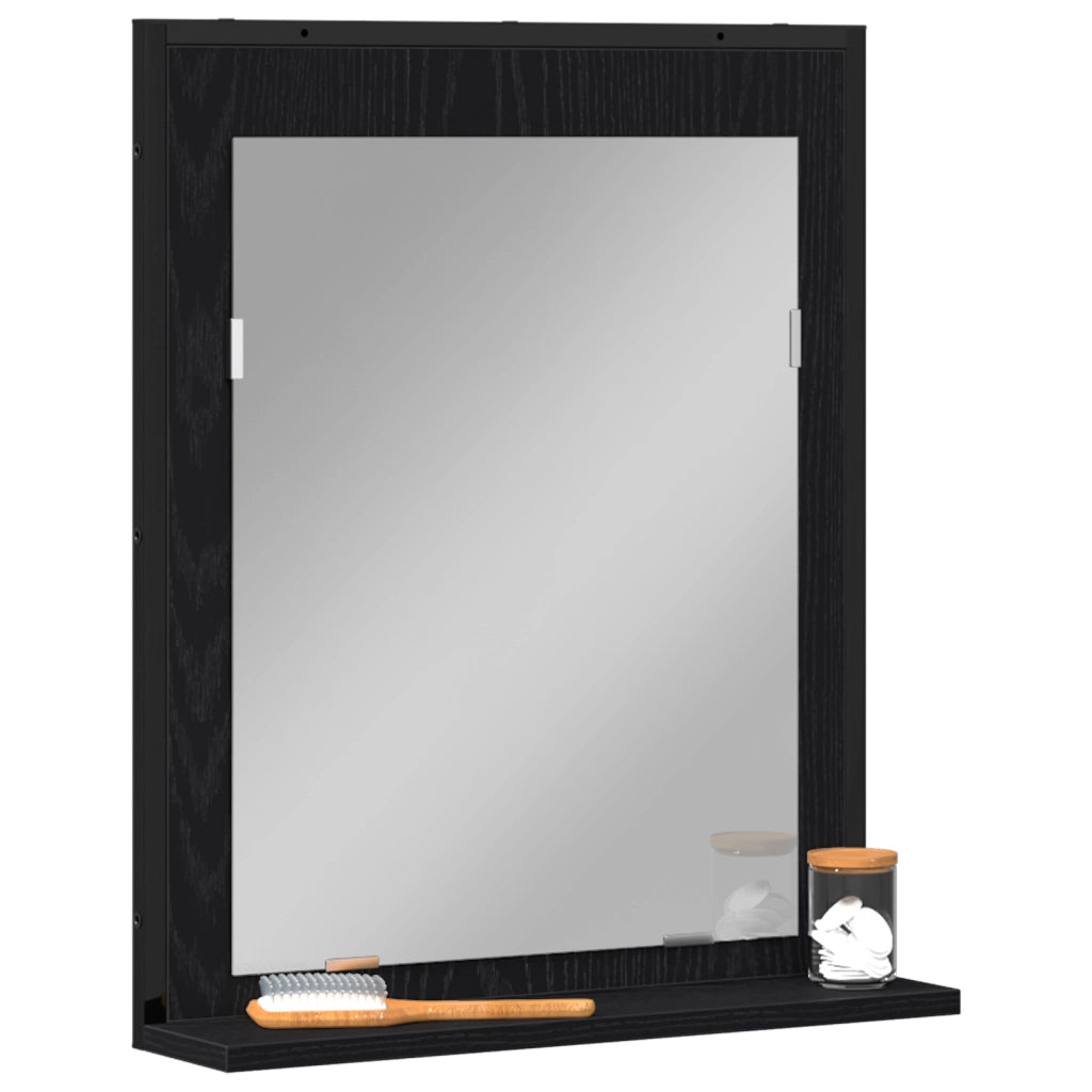 Specchio da bagno  Nero Rovere 50x12x60 cm Legno ingegnerizzato