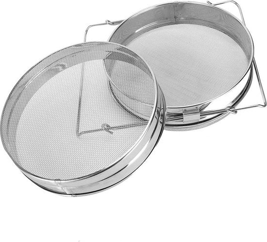 Filtro a doppia lastra di miele - RVS setola fine mesh - attrezzatura per apicoltura con maniglie.