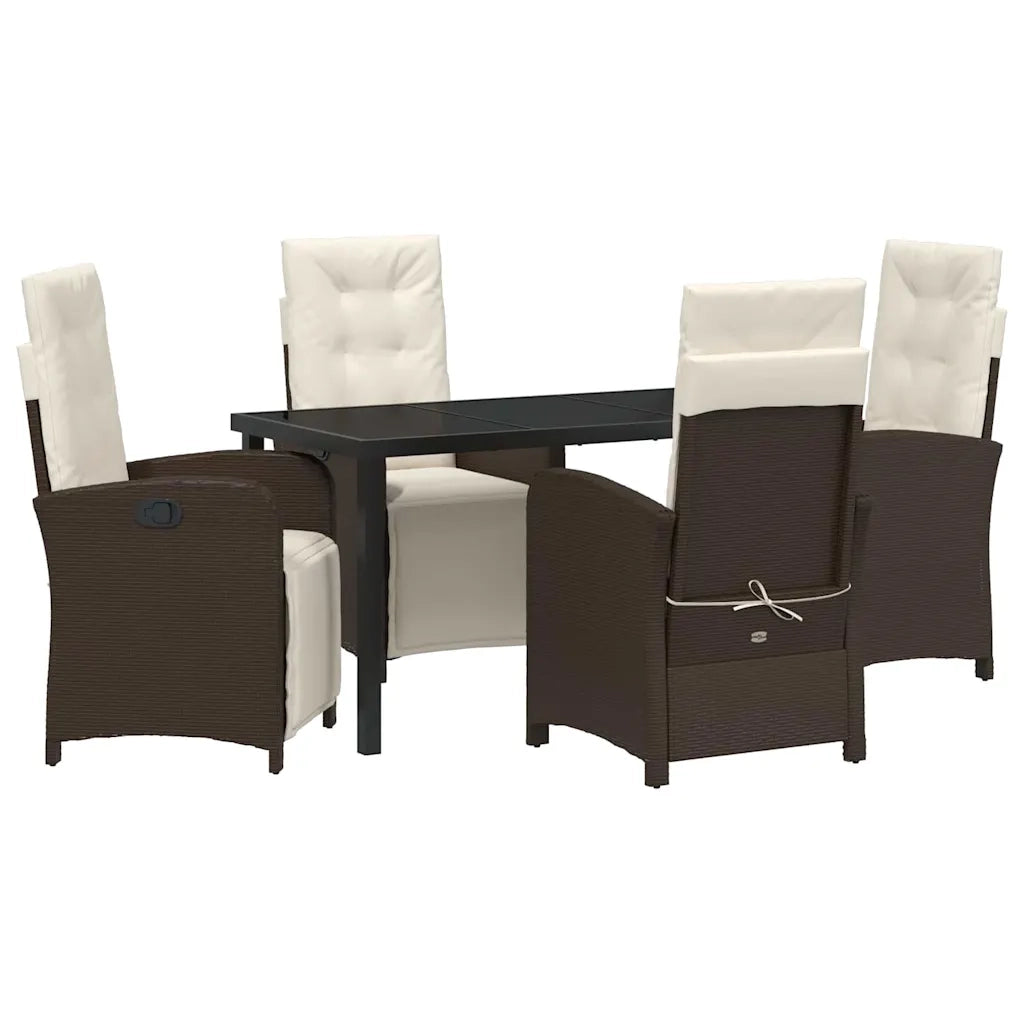 Set da Pranzo per Giardino con cuscino 5 pcs Marrone polyrattan 3380318