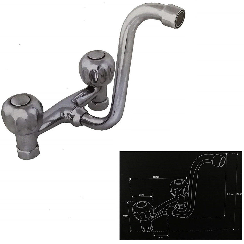 Trade Shop - Miscelatore Vasca Acciaio 59348 Bagno Doppia Manopola Filtro Alto Rubinetteria -