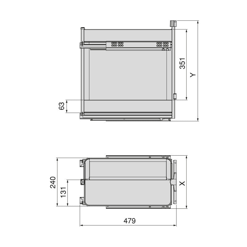 Carrello estraibile Harmony con chiusura soft, Modulo larghezza 300mm altezza 700mm, Acciaio e Legno, Grigio antracite