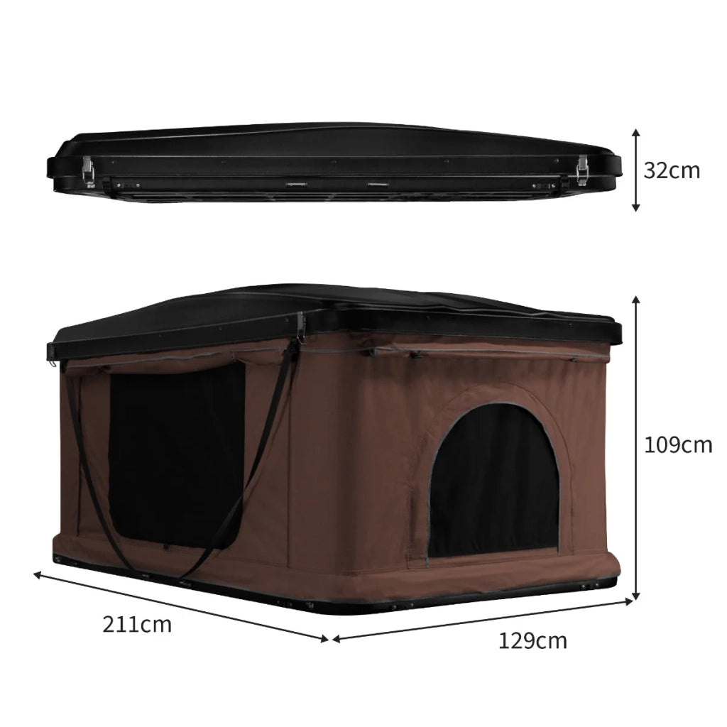 Tenda da tetto per auto - Marrone rigida Shell Pop Up cuccetta campeggio 3 persone